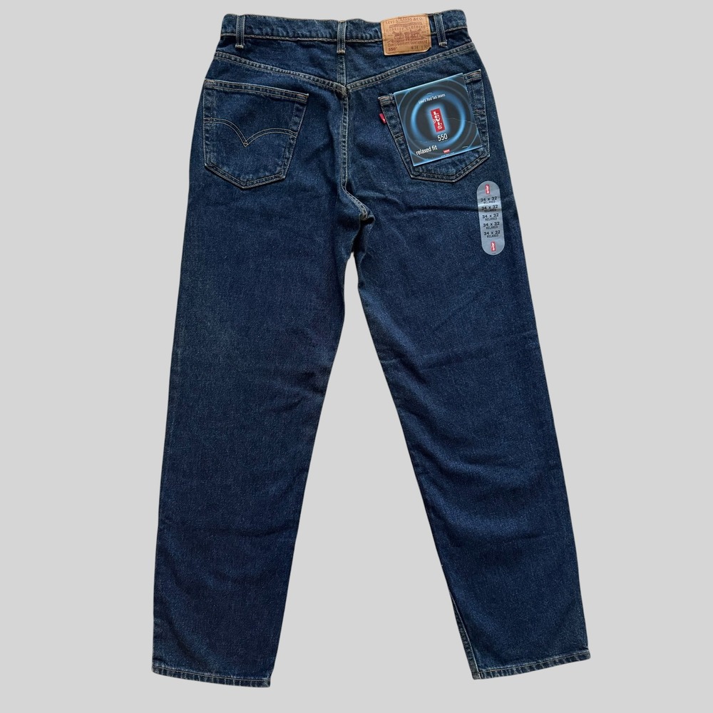 Vintage 1998 Levis 550 NWT Deadstock Relaxed Fit Dark wash Jeans 34x32 Y2K NEW